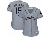 Women's Majestic Houston Astros #15 Carlos Beltran Authentic Grey Road Cool Base MLB Jersey