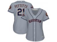 Women's Majestic Houston Astros #21 Andy Pettitte Authentic Grey Road 2017 World Series Champions Cool Base MLB Jersey