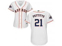 Women's Majestic Houston Astros #21 Andy Pettitte Authentic White Home 2017 World Series Champions Cool Base MLB Jersey