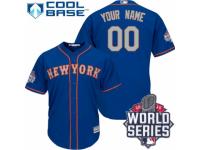 Women's Majestic New York Mets Customized Replica Royal Blue Alternate Road Cool Base 2015 World Series MLB Jersey