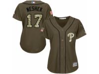 Women's Majestic Philadelphia Phillies #17 Pat Neshek Green Salute to Service MLB Jersey