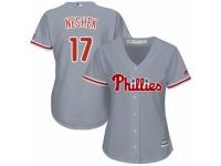 Women's Majestic Philadelphia Phillies #17 Pat Neshek Grey Road Cool Base MLB Jersey
