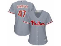 Women's Majestic Philadelphia Phillies #47 Howie Kendrick Authentic Grey Road Cool Base MLB Jersey