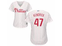 Women's Majestic Philadelphia Phillies #47 Howie Kendrick Authentic White Red Strip Home Cool Base MLB Jersey