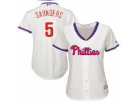 Women's Majestic Philadelphia Phillies #5 Michael Saunders Authentic Cream Alternate Cool Base MLB Jersey