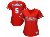 Women's Majestic Philadelphia Phillies #5 Michael Saunders Authentic Red Alternate Cool Base MLB Jersey