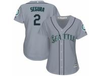 Women's Majestic Seattle Mariners #2 Jean Segura Grey Road Cool Base MLB Jersey