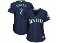 Women's Majestic Seattle Mariners #2 Jean Segura Navy Blue Alternate 2 Cool Base MLB Jersey