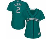 Women's Majestic Seattle Mariners #2 Jean Segura Teal Green Alternate Cool Base MLB Jersey