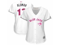 Women's Majestic Toronto Blue Jays #12 Roberto Alomar White Mother's Day Cool Base MLB Jersey