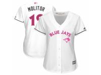 Women's Majestic Toronto Blue Jays #19 Paul Molitor White Mother's Day Cool Base MLB Jersey