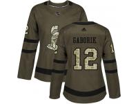 Women's Marian Gaborik Authentic Green Adidas Jersey NHL Ottawa Senators #12 Salute to Service
