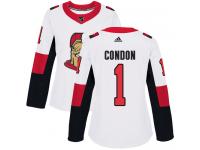 Women's Mike Condon Authentic White Reebok Jersey NHL Ottawa Senators #1 Away