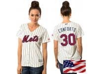 Women's New York Mets Michael Conforto #30 White 2016 Independence Day Stars & Stripes Cool Base Jersey