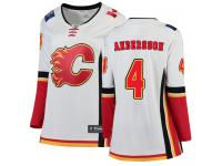 Women's NHL Calgary Flames #4 Rasmus Andersson Breakaway Away Jersey White