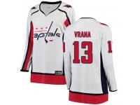 Women's NHL Washington Capitals #13 Jakub Vrana Breakaway Away Jersey White