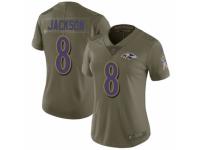 Women's Nike Baltimore Ravens #8 Lamar Jackson Limited Olive 2017 Salute to Service NFL Jersey