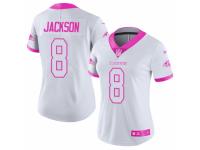 Women's Nike Baltimore Ravens #8 Lamar Jackson Limited White-Pink Rush Fashion NFL Jersey