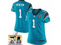 Women's Nike Carolina Panthers #1 Cam Newton Limited Blue Alternate Super Bowl L NFL Jersey