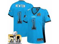 Women's Nike Carolina Panthers #1 Cam Newton Limited Blue Drift Fashion Super Bowl L NFL Jersey