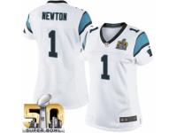 Women's Nike Carolina Panthers #1 Cam Newton Limited White Super Bowl L NFL Jersey