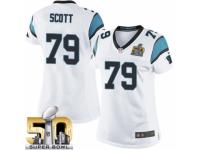Women's Nike Carolina Panthers #79 Chris Scott Elite White Super Bowl L NFL Jersey
