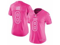 Women's Nike Carolina Panthers #8 Andy Lee Limited Pink Rush Fashion NFL Jersey