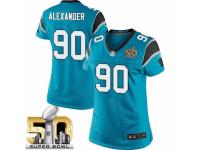 Women's Nike Carolina Panthers #90 Frank Alexander Elite Blue Alternate Super Bowl L NFL Jersey