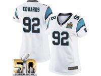 Women's Nike Carolina Panthers #92 Dwan Edwards Elite White Super Bowl L NFL Jersey