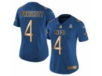 Women's Nike Dallas Cowboys #4 Dak Prescott Limited Blue Gold 2017 Pro Bowl NFL Jersey