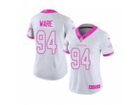 Women's Nike Denver Broncos #94 DeMarcus Ware Limited Rush Fashion Pink NFL Jersey