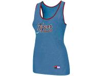 Women's Nike Detroit Tigers Tri-Blend Racerback Stretch Tank Top Light Blue