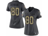 Women's Nike Houston Texans #80 Andre Johnson Limited Black 2016 Salute to Service NFL Jersey