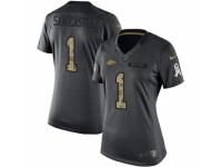 Women's Nike Kansas City Chiefs #1 Leon Sandcastle Limited Black 2016 Salute to Service NFL Jersey