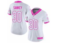 Women's Nike Kansas City Chiefs #30 Bishop Sankey Limited White Pink Rush Fashion NFL Jersey
