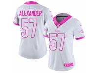 Women's Nike Kansas City Chiefs #57 D.J. Alexander Limited White Pink Rush Fashion NFL Jersey