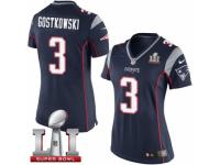 Women's Nike New England Patriots #3 Stephen Gostkowski Elite Navy Blue Team Color Super Bowl LI 51 NFL Jersey