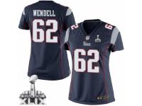 Women's Nike New England Patriots #62 Ryan Wendell Elite Navy Blue Team Color Super Bowl XLIX NFL Jersey