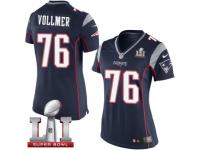 Women's Nike New England Patriots #76 Sebastian Vollmer Elite Navy Blue Team Color Super Bowl LI 51 NFL Jersey