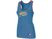 Women's Nike Oakland Athletics Tri-Blend Racerback Stretch Tank Top Light Blue