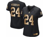 Women's Nike Oakland Raiders #24 Charles Woodson Black Gold Team Color NFL Jersey