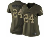 Women's Nike Oakland Raiders #24 Charles Woodson Limited Green Salute to Service NFL Jersey