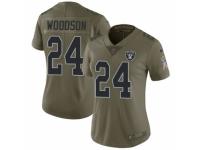 Women's Nike Oakland Raiders #24 Charles Woodson Limited Olive 2017 Salute to Service NFL Jersey