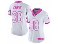 Women's Nike Oakland Raiders #38 T.J. Carrie Limited White Pink Rush Fashion NFL Jersey