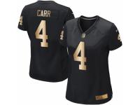 Women's Nike Oakland Raiders #4 Derek Carr Black Gold Team Color NFL Jersey