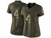 Women's Nike Oakland Raiders #4 Derek Carr Limited Green Salute to Service NFL Jersey