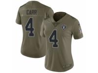 Women's Nike Oakland Raiders #4 Derek Carr Limited Olive 2017 Salute to Service NFL Jersey