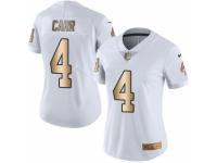 Women's Nike Oakland Raiders #4 Derek Carr Limited White Gold Rush NFL Jersey