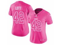 Women's Nike Oakland Raiders #42 Ronnie Lott Limited Pink Rush Fashion NFL Jersey