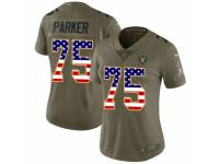 Women's Nike Oakland Raiders #75 Brandon Parker Limited Olive/USA Flag 2017 Salute to Service NFL Jersey